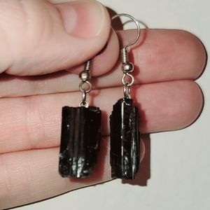 Raw Black Tourmaline Earrings